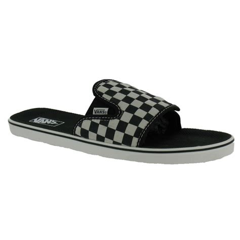 Vans flip flop - Don't forget your roots with the old school vibes of the comfy Vans® La Costa Lite beach sandals! SKU: # 8817336; Slip-on style. Flip-flops with ergonomic, synthetic nubuck straps. Checkerboard print adorns upper for classic style. Neoprene lining for added comfort. Molded UltraCush Lite brushed waffle footbeds. 